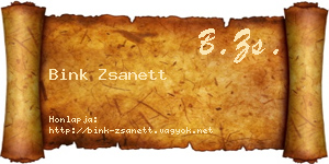 Bink Zsanett névjegykártya